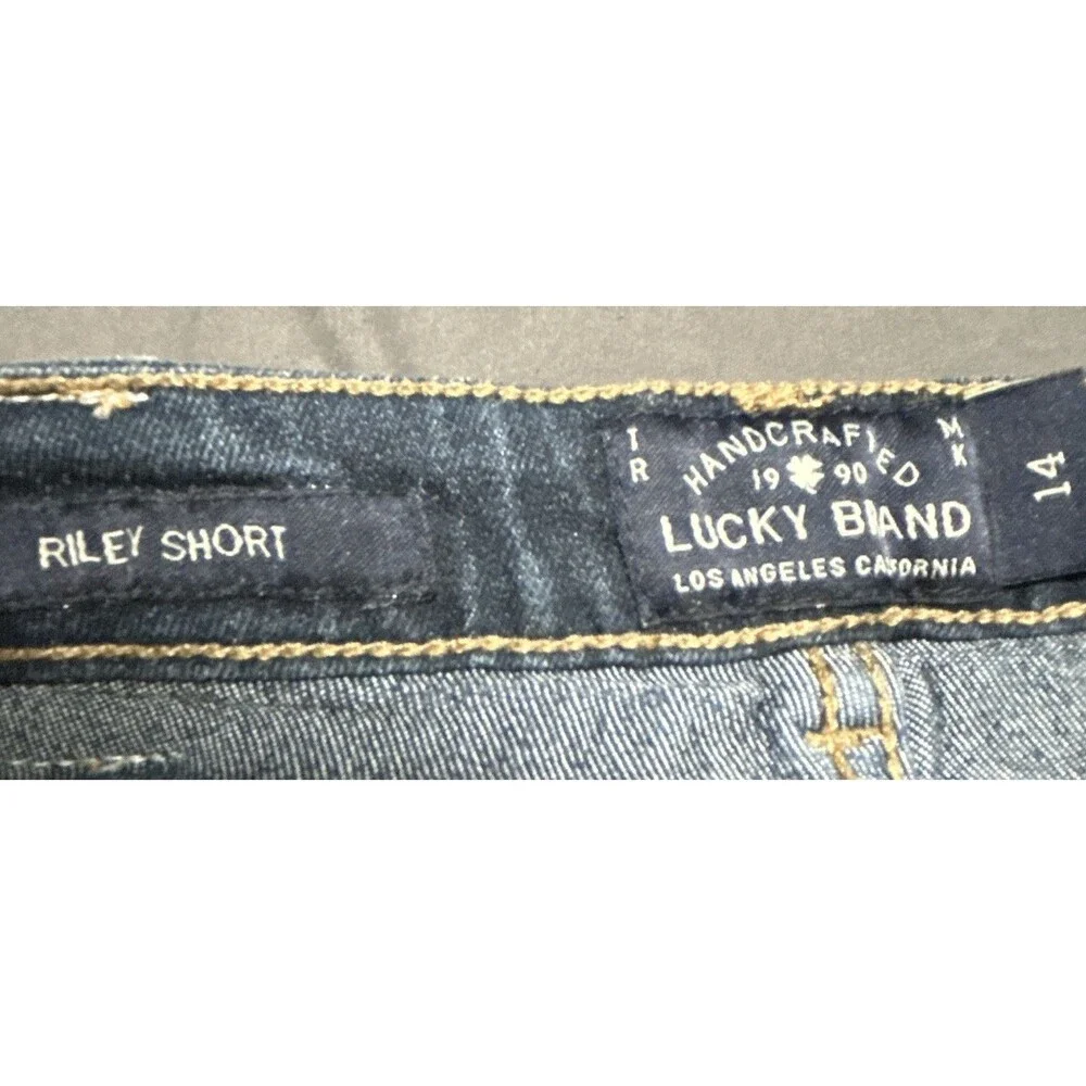Lucky Brand Riley Girls Dark Wash Denim Cut Off Shorts Distressed Frayed-Size 14